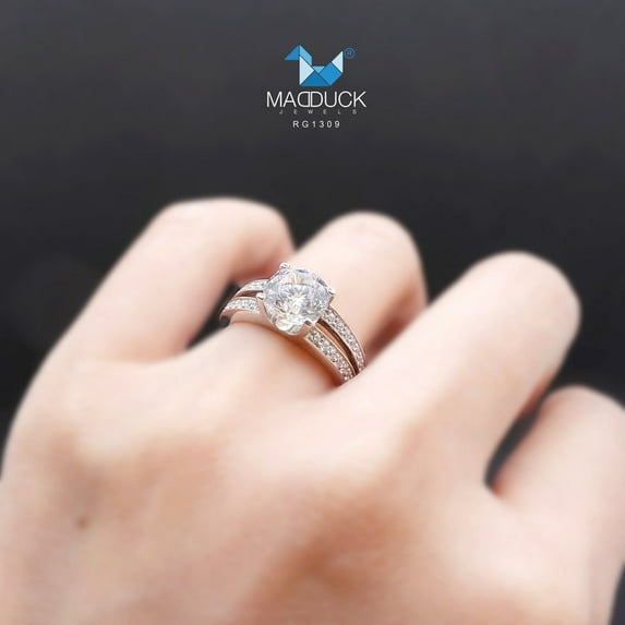 2.00 Cts Cubic Zirconia / Sterling Silver 925 Ring / Rhodium plated Nickel-Free / MadDuckJewels RG1309 / Thailand Jewelry