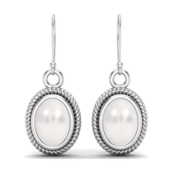 2.00 Cts Oval Shape Pearl Gemstone 925 Sterling Silver Dangle Earring Designer Wire Mother's Day Gift Women Earrings