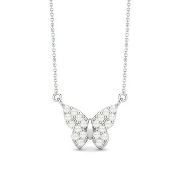 2.00 Cts Round Pearl 925 Sterling Silver Dragonfly Butterfly Women's Chain Necklace