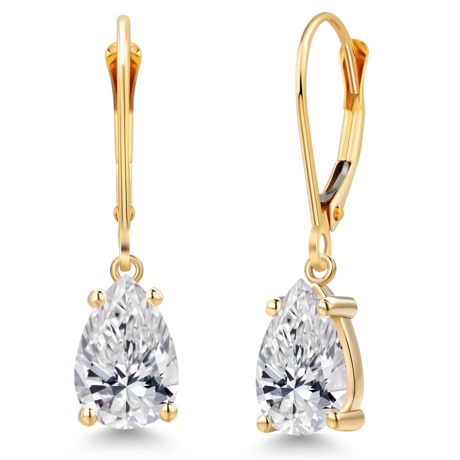 2.00 Cttw Lab Grown Diamond Dangle Drop Earrings for Women | 14K Yellow Gold | Pear Shape 1 Ct Each | IGI Certified | VS1 Clarity | D-E Color | Fine Jewelry Gifts for Her Mom Women Wife