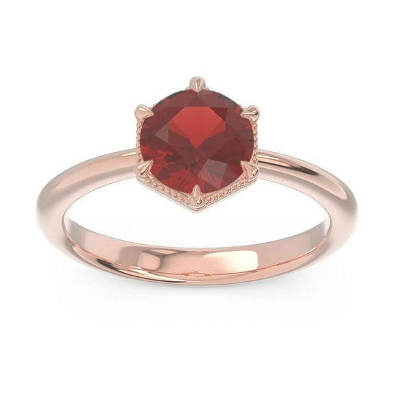 2.00 T.C.W Beautiful Round Cut Garnet Gemstone Solitaire Wedding Ring for Ladies Solid 14K Rose Gold Size 7 by Diamond-Capitals