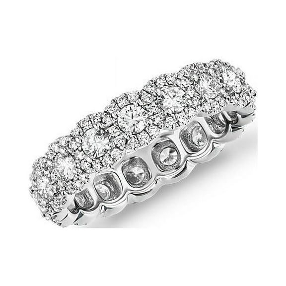 2.00 T.C.W Clarity-VS1 Round Genuine Diamond Latest Design Eternity Band for Anniversary Solid 950 Platinum Size 7