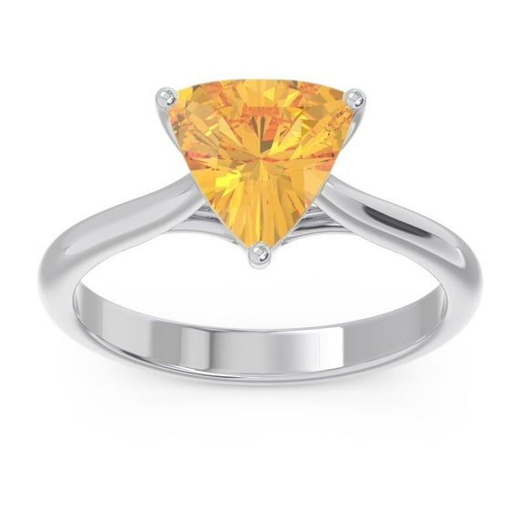 2.00 T.C.W Elegant Trillion Cut Citrine Gemstone Wedding Ring for Women Solid 14K White Gold Size 5.5 by Diamond-Capitals