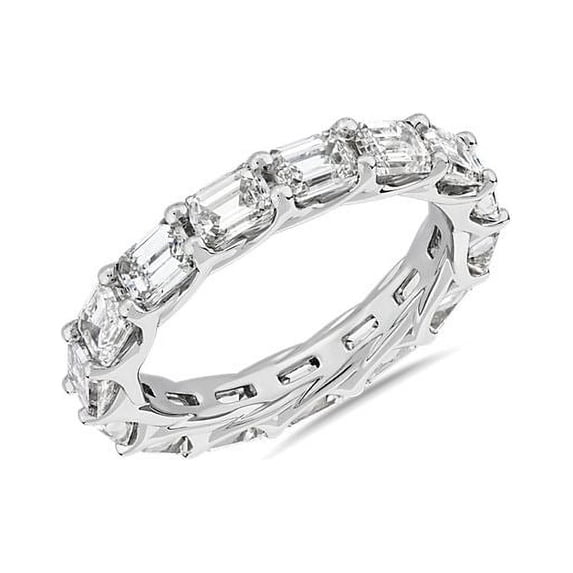 2.00 T.C.W Emerald Shape Natural Diamond Latest Design Wedding Eternity Band for Ladies Solid 14K White Gold Size 8