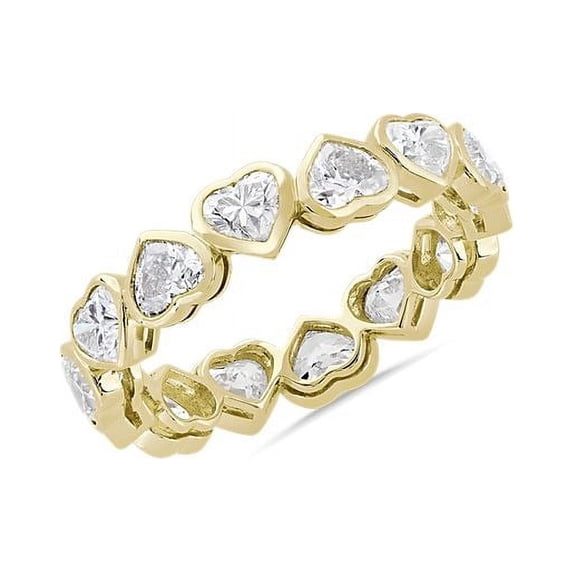 2.00 T.C.W Excellent Heart Cut Natural Diamond Beautiful Wedding Eternity Band for Bride Solid 18K Yellow Gold Size 5