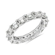 DIAMOND-CAPITALS 2.00 T.C.W VS1 Emerald Shaped Natural Diamond Latest Design Eternity Band for Anniversary Solid 14K White Gold Size 7