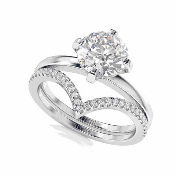 2.00 TCW Lab Grown Diamond Round Briliiant Cut Bridal Set Engagement Ring 14K White Gold