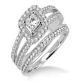 thumbnail image 1 of 2.00 carat Antique Bridal set Halo Ring with Round Cut diamond in 10k White Gold, 1 of 2