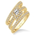 thumbnail image 1 of 2.00 carat Antique Trio set Halo Ring with Princes Cut diamond in 10k Yellow Gold, 1 of 2
