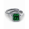 thumbnail image 1 of 2.00 carat Emerald Cut Emerald and Diamond Halo Bridal Set in 10k White Gold, 1 of 3