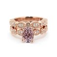 thumbnail image 1 of 2.00 carat Round Cut Morganite and Diamond Halo Bridal Set in 10k Rose Gold, 1 of 3