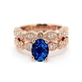 thumbnail image 1 of 2.00 carat Round Cut Sapphire and Diamond Halo Bridal Set in 10k Rose Gold, 1 of 3