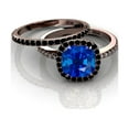 thumbnail image 1 of 2.00 carat Sapphire and Black diamond Halo Bridal Set in 10k Rose Gold, 1 of 2