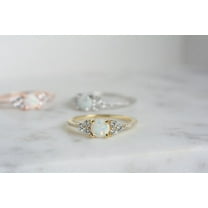2.00 ct Natural White Opal Stacking Ring, White Opal and CZ Ring, Gold Opal Ring, Sterling Silver Opal Ring, Delicate Opal Ring