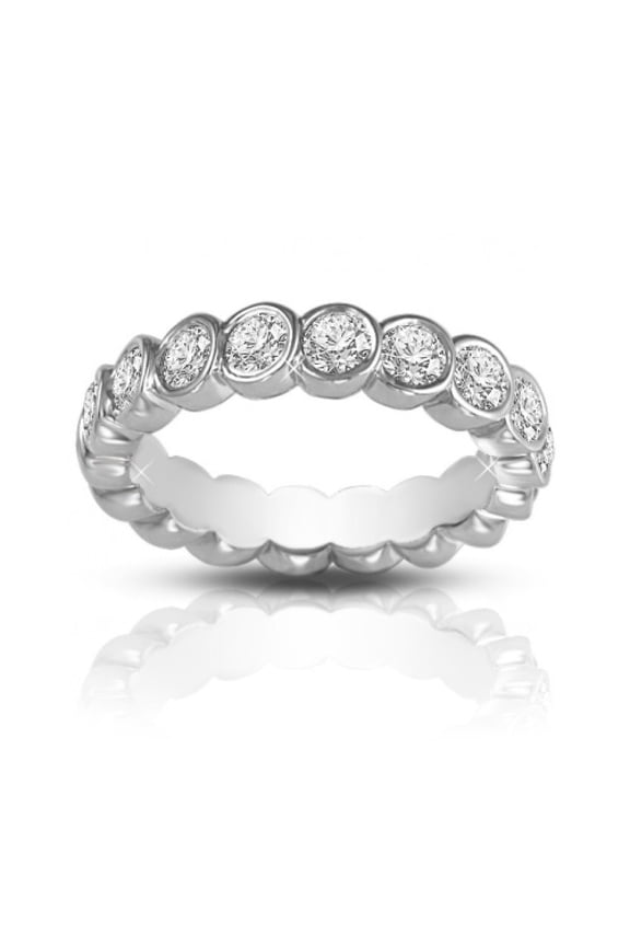 2.00 ct Round Cut Diamond Eternity Wedding Band Ring In Bezel Setting