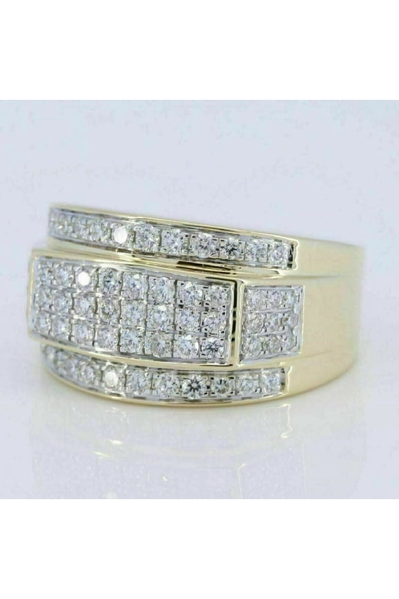 2.00 ct Round-Cut Moissanite Men's Wedding Ring 14K Yellow Gold Plated