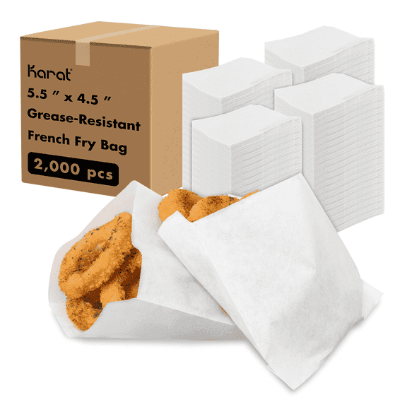 Karat Grease-Resistant French Fry Bag, White - 2,000 pcs