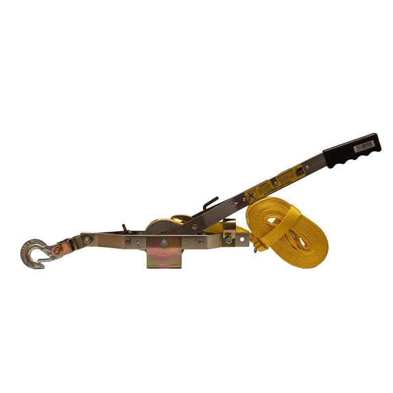 2,000 lb. 1-Ton Capacity 25 ft. Max Lift 10:1 Leverage Web Strap Puller Come Along Tool