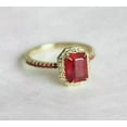 thumbnail image 1 of 2.00CT Emerald Cut Simulated Red Ruby Diamond Halo Wedding Women's Ring 14K Yellow Gold Plated 925 Silver, 1 of 3
