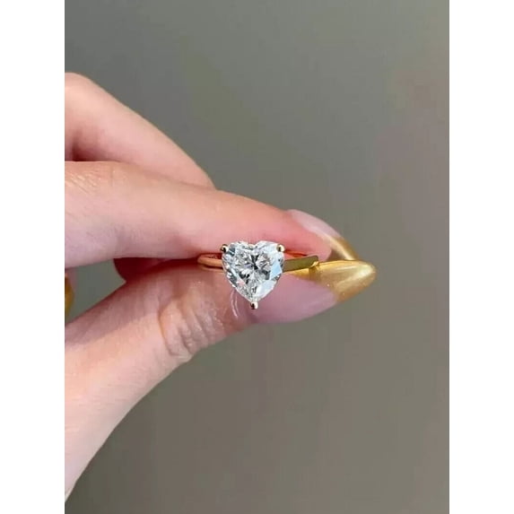 2.00CT Heart Cut Simulated Diamond Solitaire Women's Engagement Ring 14K Yellow Gold Plated 925 Silver