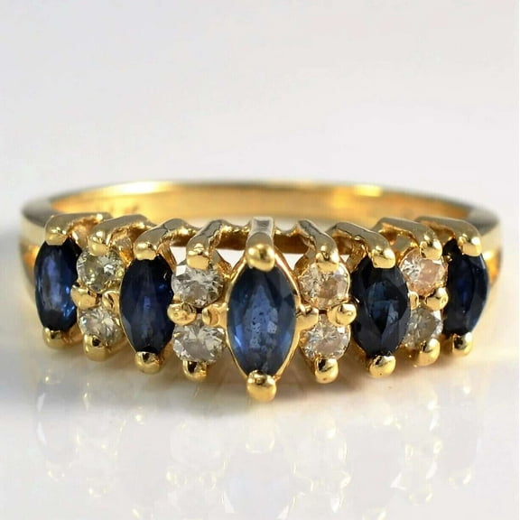 2.00CT Marquise Cut Blue Sapphire 925 Silver Engagement Ring 14k Yellow Gold Plated