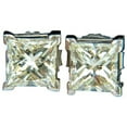 thumbnail image 1 of 2.00CT NATURAL PRINCESS CUT DIAMOND STUD EARRINGS J/SI-1, 1 of 10