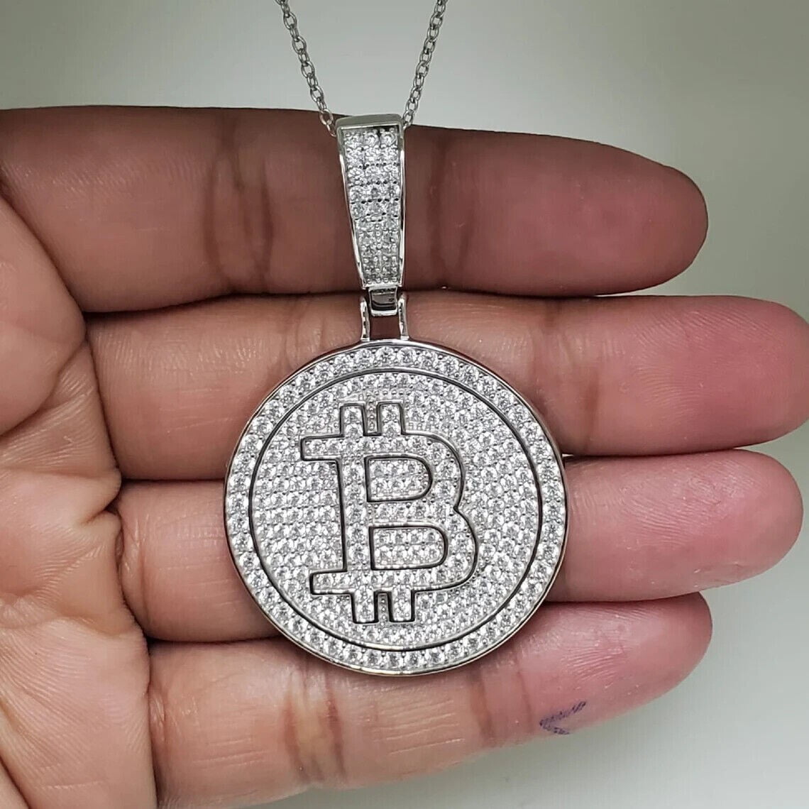 2.00CT Round Cut Lab Created Diamond Cluster Bitcoin Charm Pendant 14K  White Gold Plated - Walmart.com