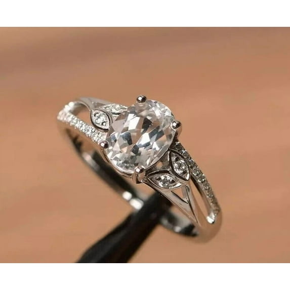 2.00Ct 14K White Gold Plated Women's Engagement Ring Oval Cut Simulated Diamond