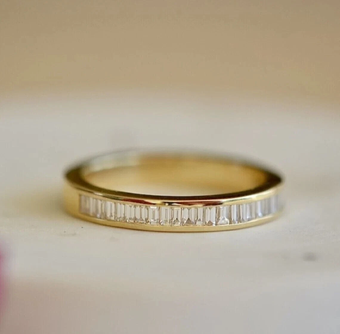 2.00Ct Baguette Cut Moissanite Eternity Wedding Band Ring 14k Yellow ...