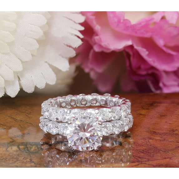 2.00Ct Bridal Set Engagement Ring Round Cut Simulated Diamond White Gold Plated