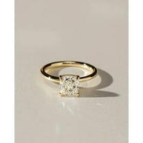2.00Ct Cushion Cut Moissanite Solitaire Engagement Ring, 10K Yellow Gold, US 6.5