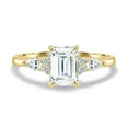 thumbnail image 1 of 2.00Ct Emerald Cut Moissanite Engagement Ring, Round & Pear Side Stones, 10K Yellow Gold, US 5, 1 of 7