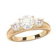 2.00 Ct F-G/VS Round Lab Grown Diamond Trilogy Engagement Ring For Women Made in 10K Yellow Gold, Size 10