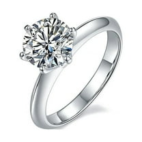 2.00Ct Infinity Round Cut Moissanite Solitaire Diamond Engagement Ring in 18k White Gold Over Silver(D Color, VVS1 Clarity)
