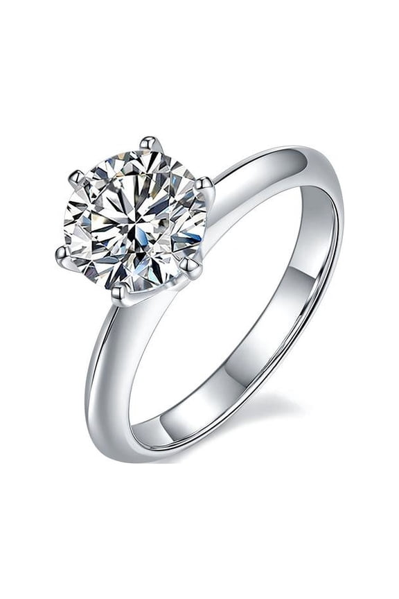 2.00Ct Infinity Round Cut Moissanite Solitaire Diamond Engagement Ring in 18k White Gold Over Silver(D Color, VVS1 Clarity)