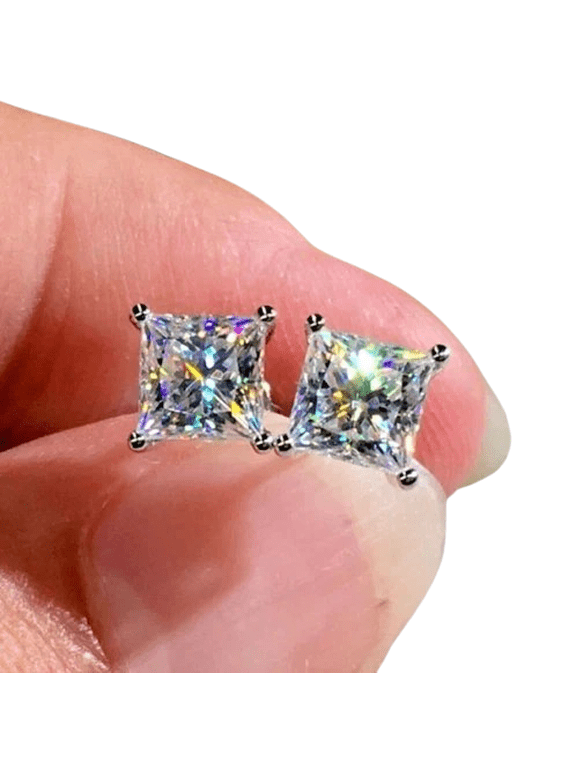 Princess-Cut Solitaire Stud White Lab Created Diamond Earrings 2 ct. t.w. 925 Sterling, Sterling Silver