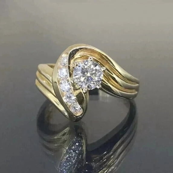 2.00Ct Real Moissanite Round Cut Women's Engagement Ring 14K Yellow Gold Plated