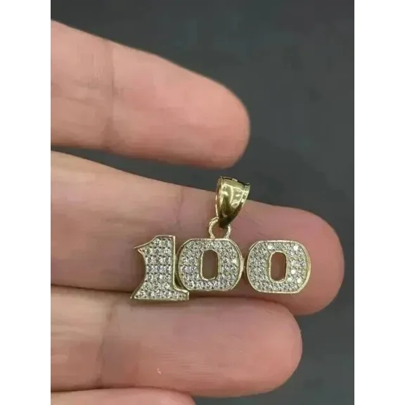 2.00Ct Round Cut Lab Created Diamond 100 Number Pendant 14K Yellow Gold Plated