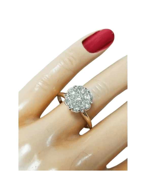 2.00Ct Round Cut Lab-Created Diamond Cluster Flower Shape Ring 14K Yellow Gold Plated