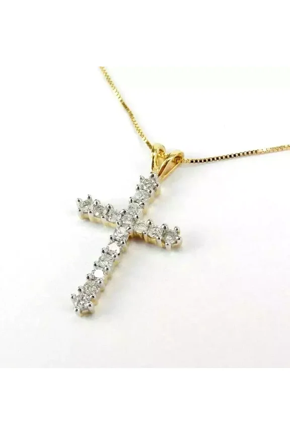 2.00Ct Round Cut Lab Created Diamond Cross Pendant 14K Yellow Gold Finish