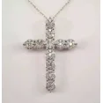 thumbnail image 1 of 2.00Ct Round Cut Lab Created Diamond Cross Wedding Pendant 14K White Gold Plated, 1 of 2