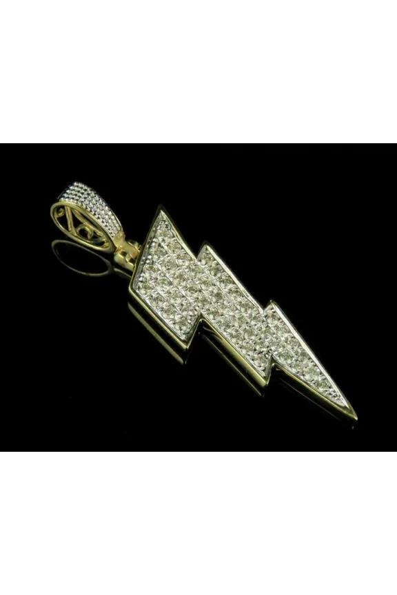2.00Ct Round Cut Lab Created Diamond Lightning Bolt Pendant Unisex 14k Yellow Gold Plated