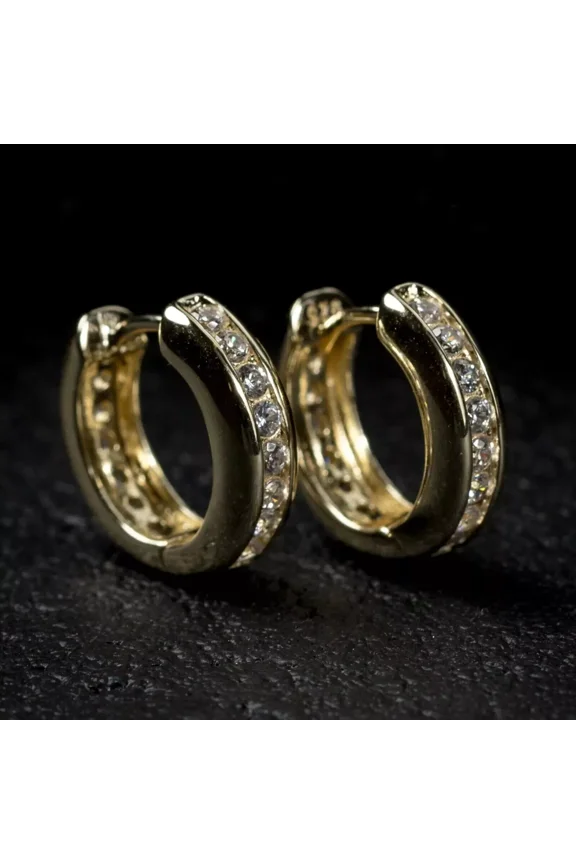 2.00Ct Round Cut Lab Created Diamond Men's Hoop Earrings 14K Yellow Gold Plated