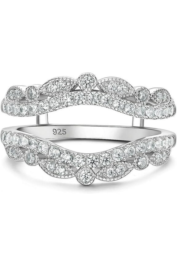 2.00Ct Round Cut Lab Created Diamond Wedding Enhancer Wrap Guard Band 14k White Gold Plated 925 Sterling Sliver