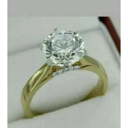 2.00Ct Round Cut Lab Created Diamond Women's Wedding Ring 925 Sterling Silver 14K Yellow Gold Plated