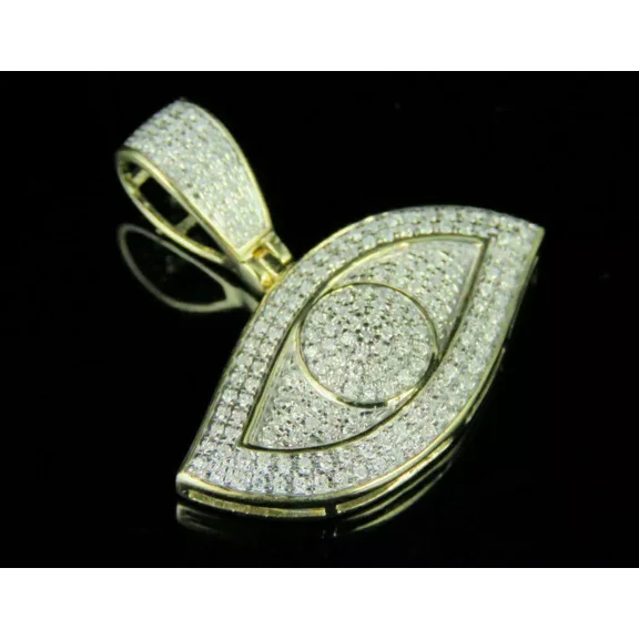 2.00Ct Round Cut Moissanite Evil Eye Pendant 14K Yellow Gold Silver Plated