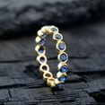 thumbnail image 1 of 2.00Ct Round Cut Simulated Blue Sapphire Full Eternity Women's Engagement Band Ring 14k Yellow Gold Plated Silver, 1 of 3