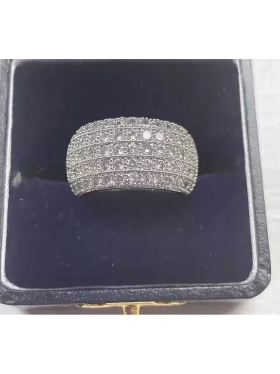2.00Ct Round Cut Simulated Diamond Cluster Men's Wedding Band Ring 14K White Gold Plated 925 Silver For Him
