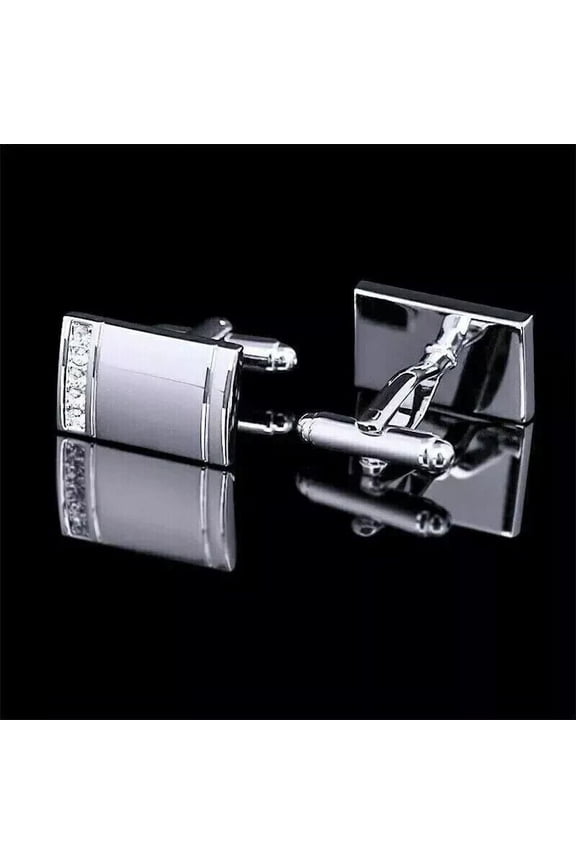 2.00Ct Round Cut Simulated Diamond Engagement Classic Mens Cufflinks 14K White Gold Plated Silver Gift For Him
