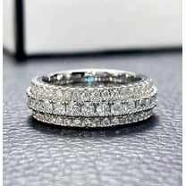 2.00Ct Round Cut Simulated Diamond Full Eternity Women's Wedding Band Ring 14K White Gold Plated 925 Silver